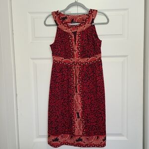 INC International Concepts Sleeveless Black Red Cheetah Print Stretch Dress M‎